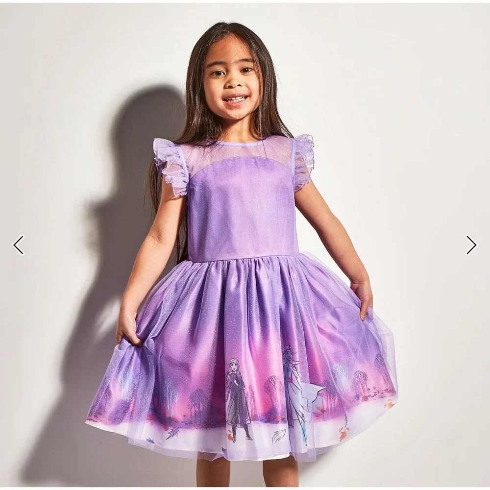 Disney Store Frozen 2‎ Dress Dress Elsa Anna Purple Sparkle Costume 9/10